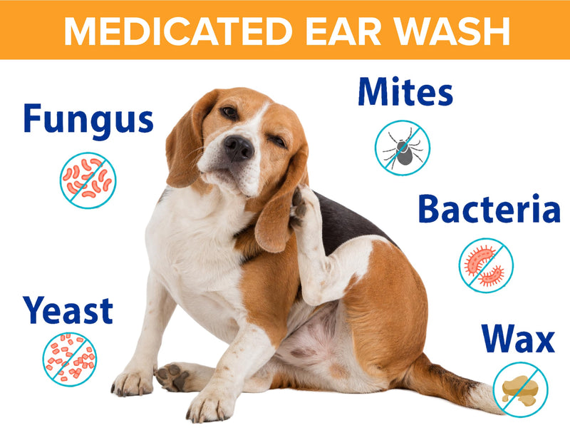 Truseb Advanced Strength Cat & Dog Ear Infection Treatment TrizmaxEDTA Flush, Medicated Pet Ear Wash, Flush, Dog Ear Cleaner Solution Medicated Ketoconazole 0.1% Helps Ear Itching Redness Swell (12oz)