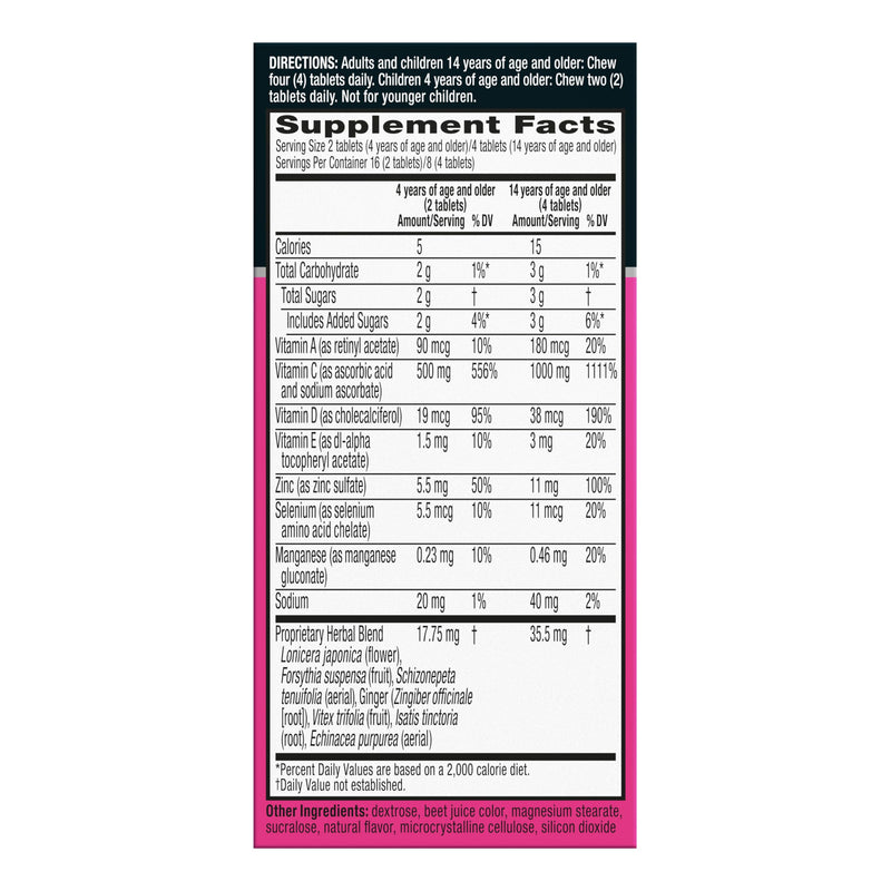 Airborne Very Berry Chewable Tablets, 32ct | Immune Support Supplement with 1000mg Vitamin C + Vitamins A, D, E, Zinc,Selenium, & Manganese | Herbal blend | Gluten Free