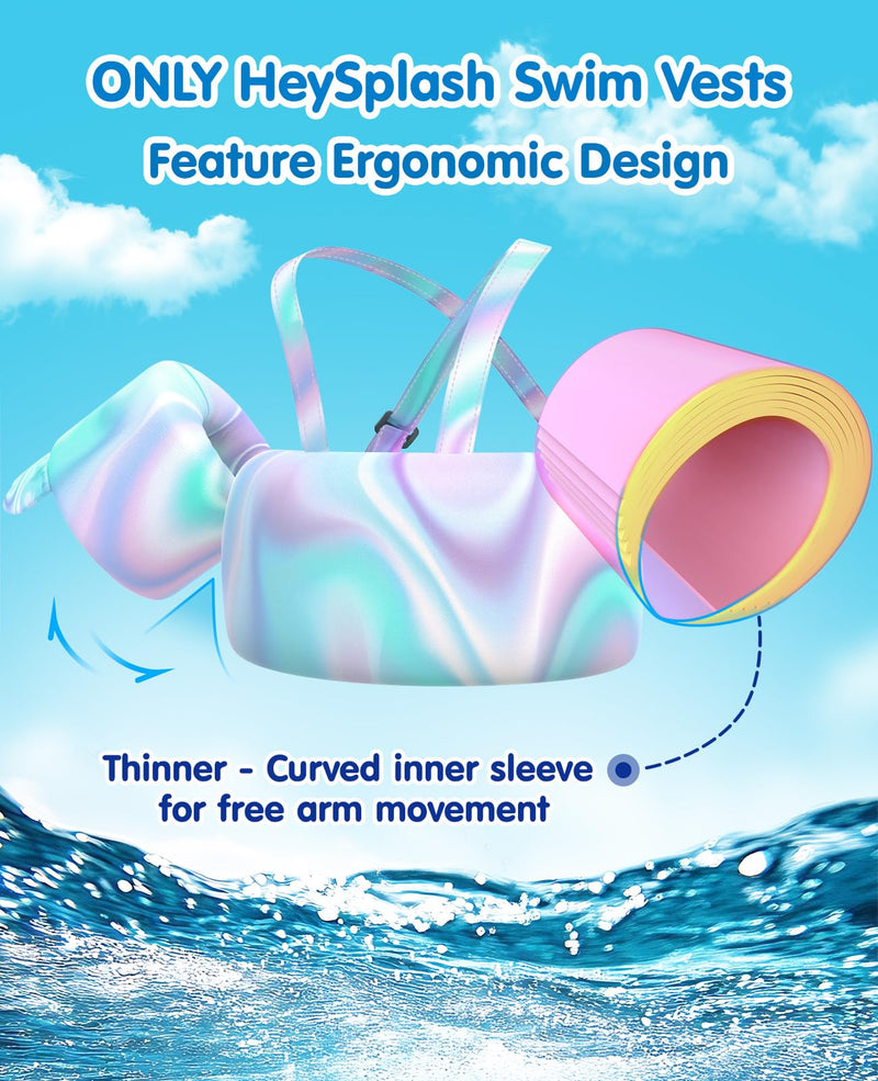 HeySplash Toddler Swim Vest for 22-44 Lbs/22-55 Lbs, Toddler Floatie with Adjustable Safety Shoulder & Back Buckle, Kids Swim Vest with Arm Floaties, Pool & Beach Swim Trainer for Boys Girls G-Purple for kids 22-44 lbs - BeesActive Australia