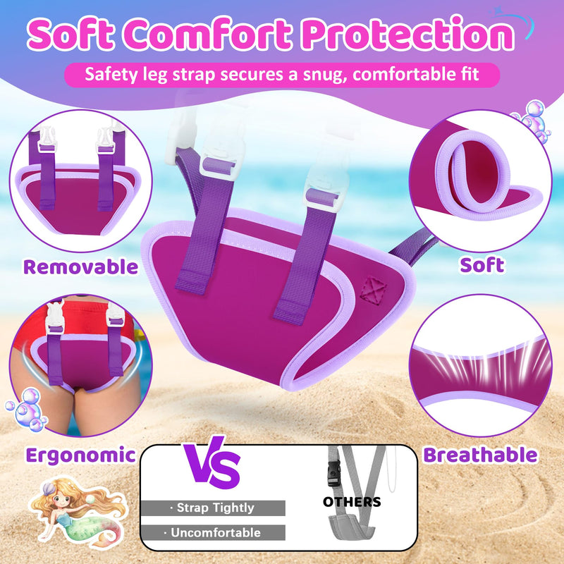 Vvinca Toddler Swim Vest 22-66 lbs, Swim Trainer for Boys Girls with Anti-Chafe Crotch Strap, Floaties for Kids 2-6 Years Old 01-Mermaid Scale