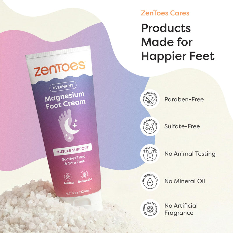 ZenToes Magnesium Cream with Arnica | Relaxation Support & Moisturizing Foot Cream for Legs & Calves | Magnesium Lotion for Feet & Sleep Support | Relaxing Nighttime Foot Balm | 4.2oz 4.2 Ounce (Pack of 1)