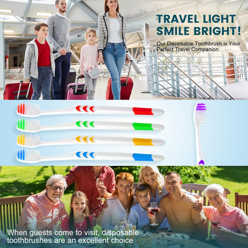 Navona 50 PCS Premium Individually Wrapped Bulk Toothbrush Pack, Disposable Toothbrushes, Kids Toothbrush, Medium Soft Bristle Toothbrushes, Ergonomics Handle, Perfect for Travel Hotel Donation - BeesActive Australia