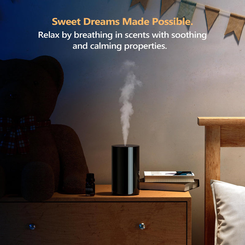 Airversa Waterless Diffuser for Essential Oil, Battery Operated Nebulizer, 0.7 Fl.Oz./ 20mL Capacity, Mini Scent Air Machine, 3 Countdown Timers & 3 Mist Levels for Home Room Car Office - AN8 Black Black-1pc - BeesActive Australia