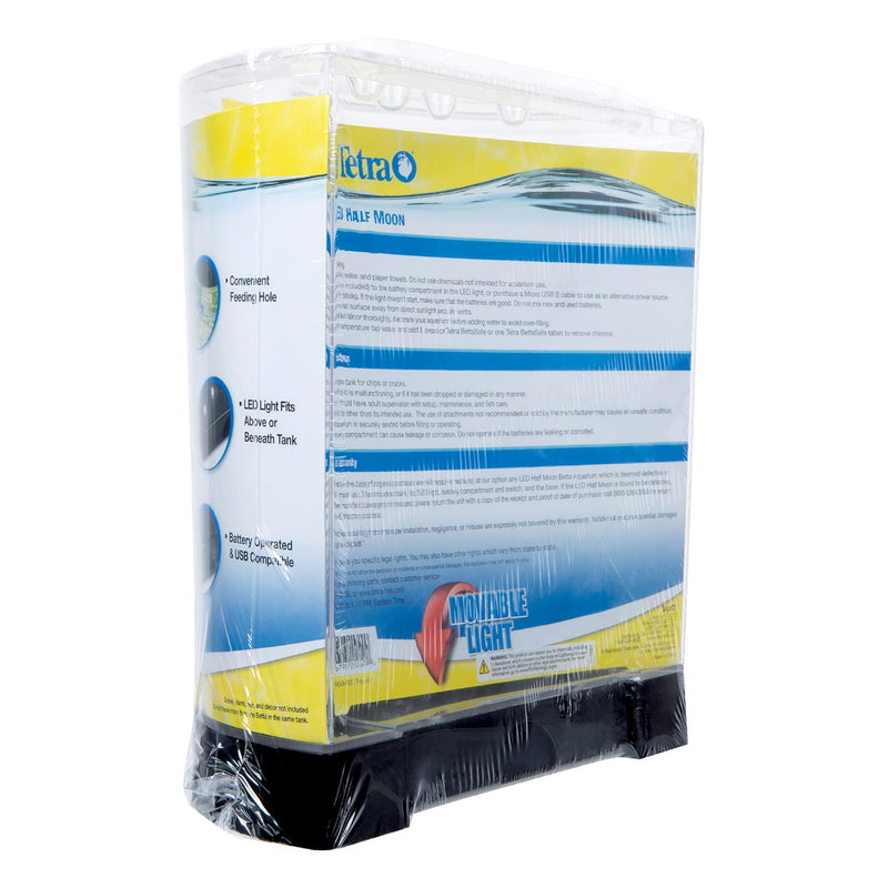 Tetra 1 Gallon Half Moon Small Fish Tank w/ Movable LED Light, For Betta & Gold Fish, Aquarium 9"W,10.5"H,4.5"D - BeesActive Australia