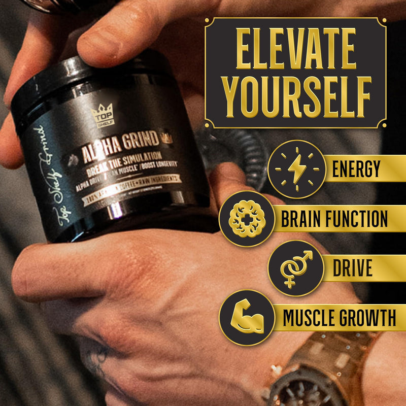Alpha Grind – Instant Maca Coffee for Men + Natural Energy + Brain Nootropic for Ageless Clarity, Focus | Lean Muscle Building Growth & Size, 30SV - BeesActive Australia
