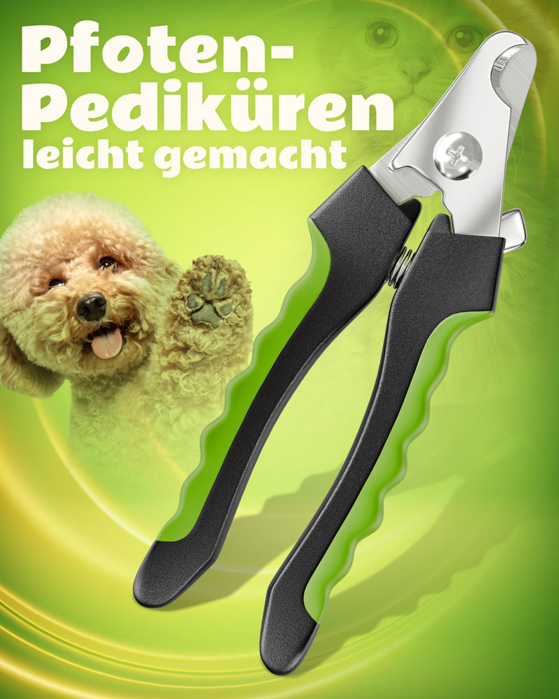 NUNBELLPET® Claw Scissors for Dogs and Cats - Professional Claw Trimmer, Nail Scissors for Small Animals, Safe Claw Clippers with Protection, Ideal for Fur and Claw Care (Green, S) Green - BeesActive Australia
