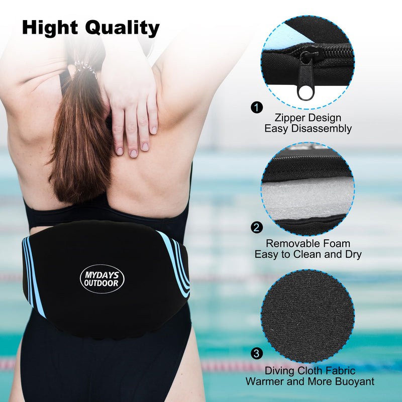 Flotation Swim Belt for Adults,Pool Exercise Equipment for Adults,Fitness Deluxe,Flotation Swimming Belt,Pool Weights for Water Exercise,Water Aerobic Equipment M Black - BeesActive Australia