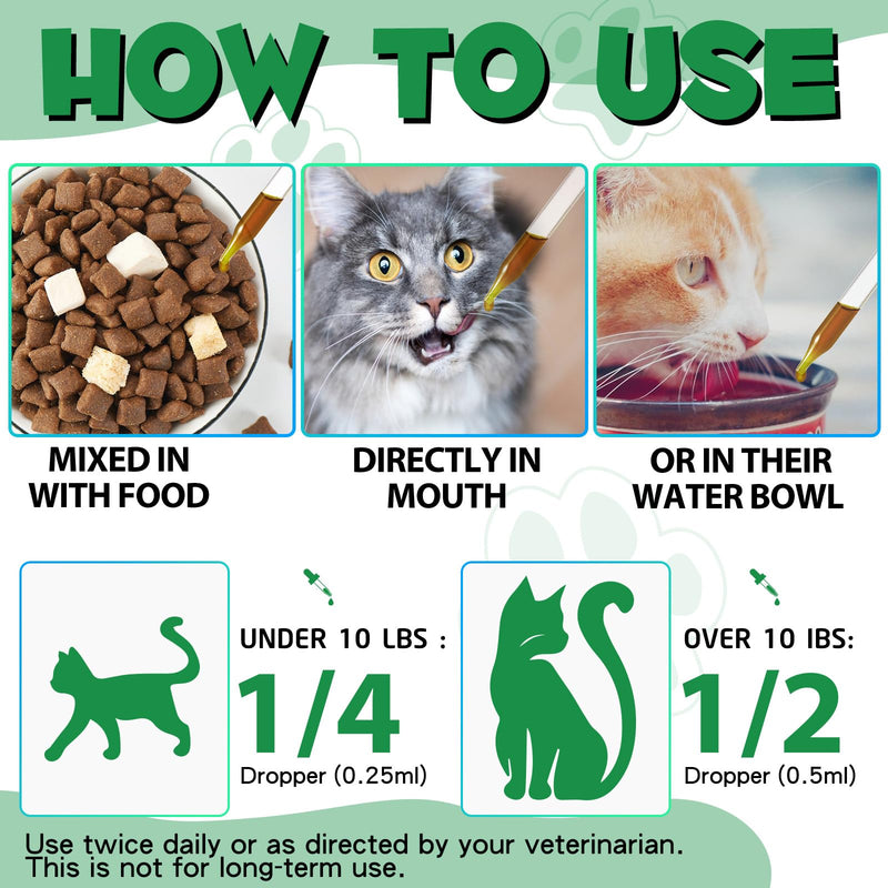 60ml Worm Treatment for Cats - Cat Worm Drops - Herbal Dewormer with Probitics - Improve Digestion, Immunity Boost - Anti-Parasite, Broad Spectrum Hookworms - Safe, Effective - BeesActive Australia