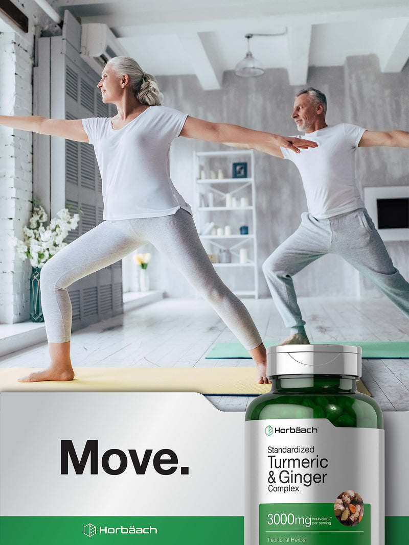 Horbäach Turmeric and Ginger Supplement | 3000 mg 180 Softgel Pills | with Black Pepper Extract | Non-GMO, Gluten Free Supplement - BeesActive Australia