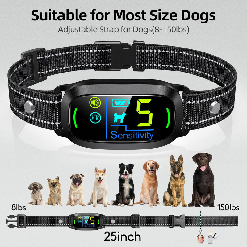 Dog Bark Collar, Rechargeable Smart Collar, Anti Barking Training Collar with 5 Adjustable Sensitivity Beep Vibration, Bark Collar for Large Medium Small Dogs (Black) Black - BeesActive Australia
