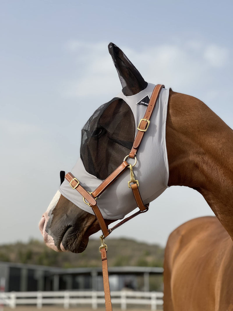 TGW RIDING Horse Fly Mask Super Comfort Horse Fly Mask Elasticity Fly Mask with Ears We Only Make Products That Horses Like (Gray, M) Gray Medium - BeesActive Australia