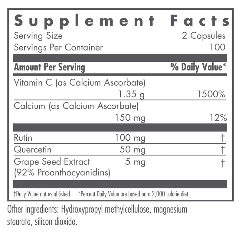 NutriCology Esterol Ester-C with Bioflavonoids, 200 Capsules | Calcium Ascorbate Vitamin C for Immune, Antioxidant and Cardiovascular Support, Hypoallergenic, 100 Servings