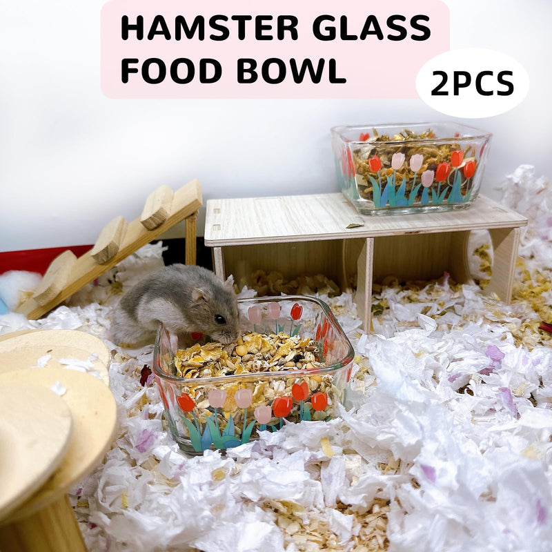 Hamster Food Bowl Glass Tulip Guinea Pig Food Dish Bowl Bunny Feeding & Water Bowls for Small Animals Syrian Hamsters Gerbil Ferret Mice Rats Rabbit Chinchilla Hedgehog (2 Pack) - BeesActive Australia