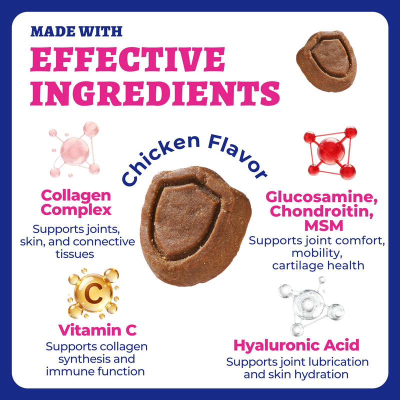 Wellix 9.17 oz Collagen Chews for Dogs, Dog Hip & Joint Supplement with Glucosamine, MSM, Chondroitin, Vitamins, for Joint Health & Mobility Support, Skin & Coat Health, for Small/Medium/Large Breeds