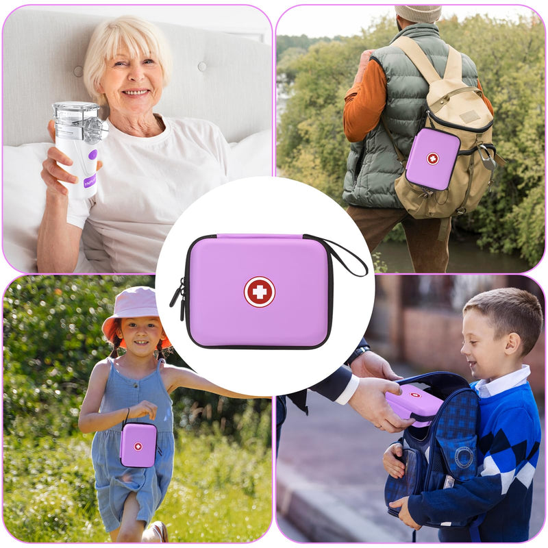 Carrying Case for Portable Nebulizer, Travel Medical Bag, Hard Emergency Medical Bag for Inhaler Spacer Case for Adults(Bag Only) (Purple)