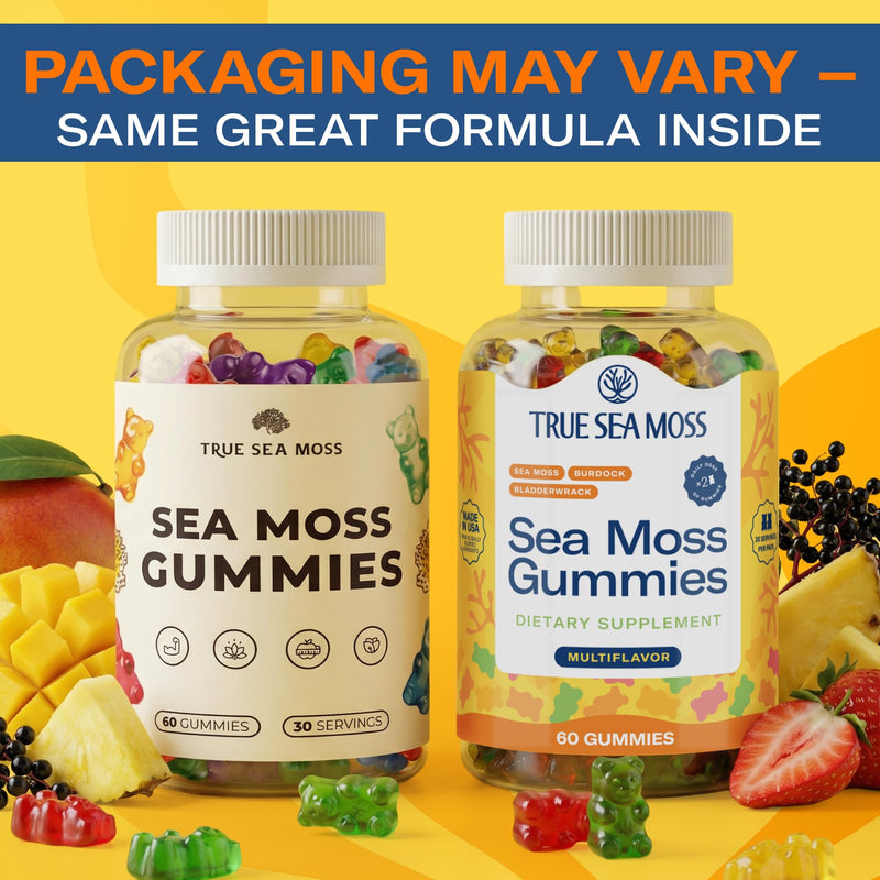 TrueSeaMoss Irish Sea Moss Gummies with Burdock Root & Bladderwrack – Formula for Adults & Kids – 60 Gummies (Packaging May Vary) 60 Count (Pack of 1)