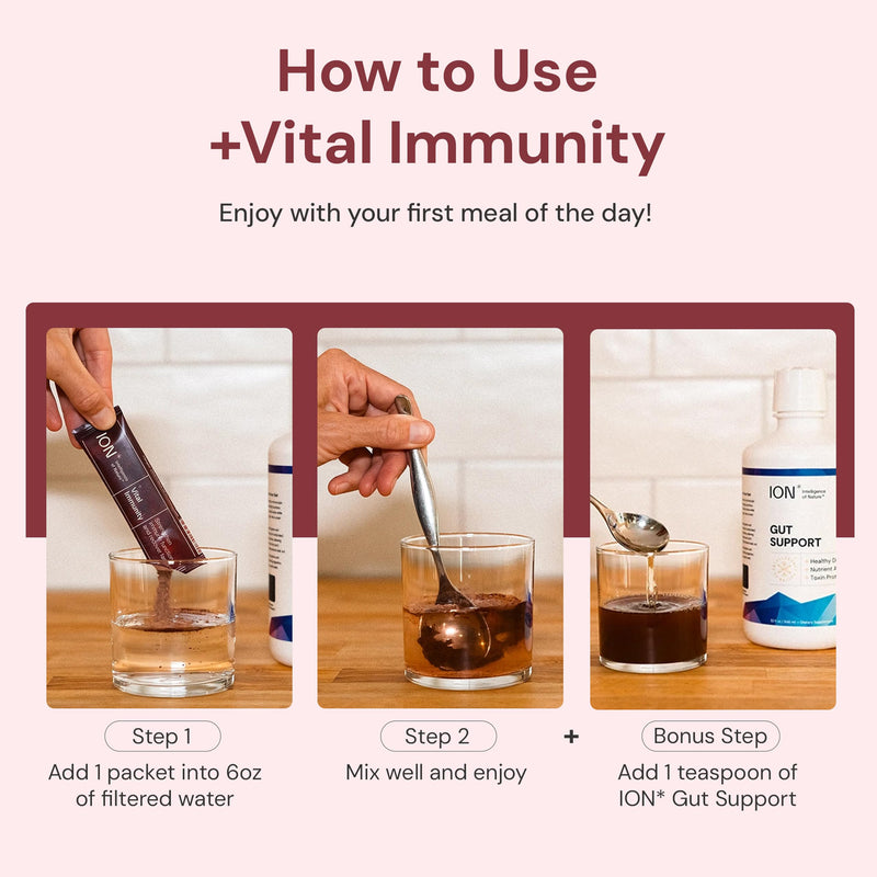 ION* Intelligence of Nature Vital Immunity Drink Mix, Elderberry 20 Packets | Immune Support with Vitamin C & Adaptogen Mushrooms, Daily Wellness Packet Supplement, Travel Friendly 0.16 Ounce (Pack of 20)