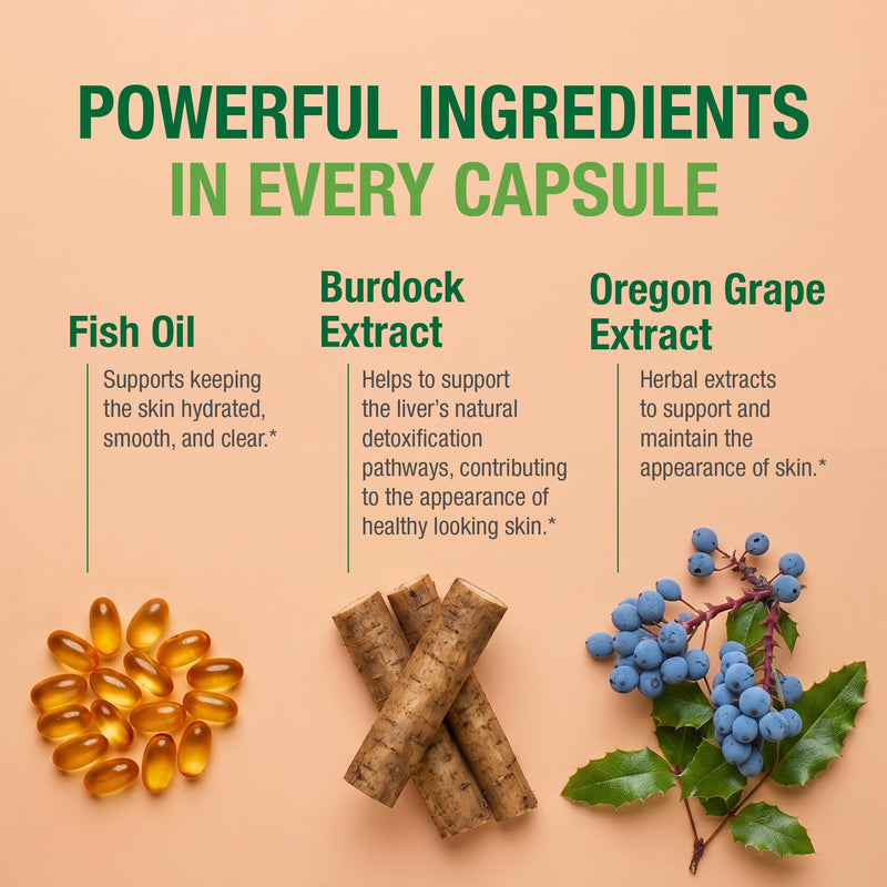 Bell Clear Skin Lifestyle Products | Works from The Inside by Providing The nutrients Needed for Healthy, Vibrant Skin | Sold Directly by The Manufacturer | EPA & DHA with burdock, dandelion & sarsaparilla to nourish, hydrate & glow from within, suppor...