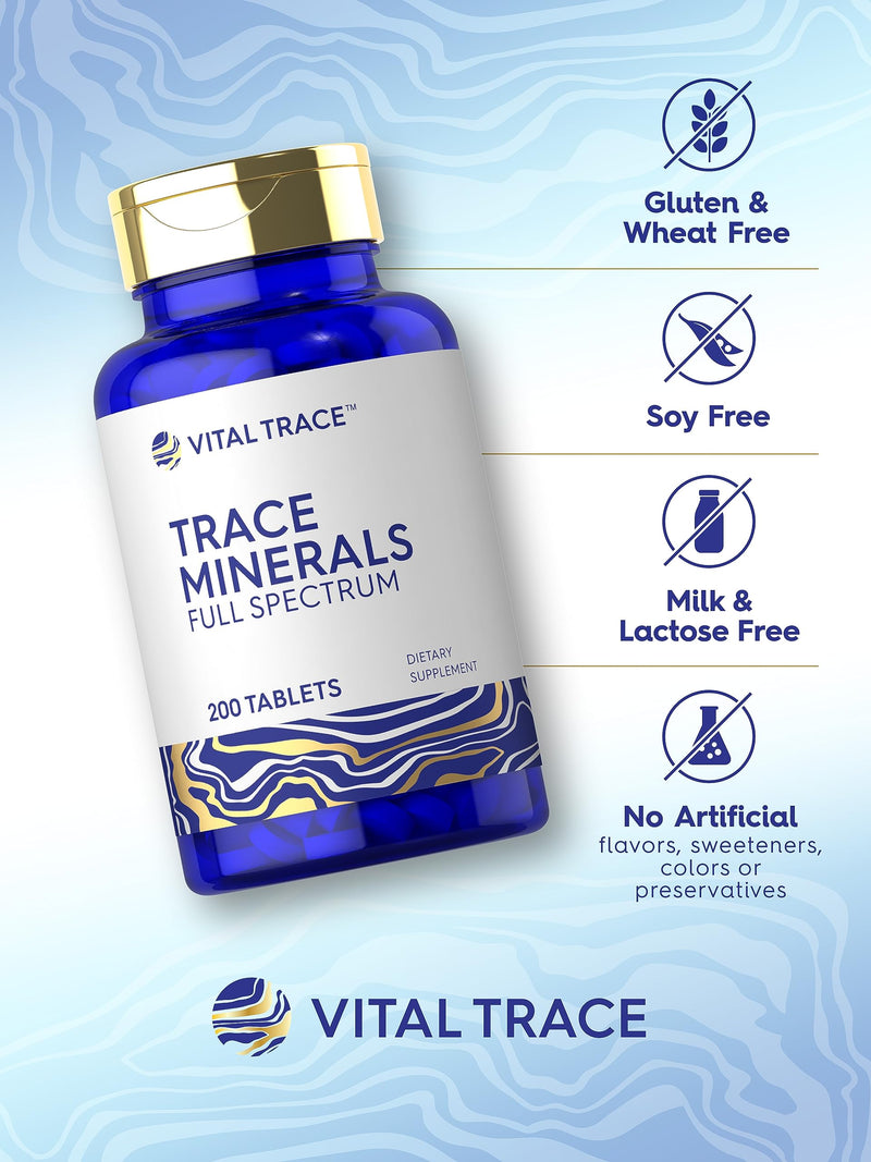 Carlyle Trace Minerals | 200 Tablets | Full Spectrum Supplement | Non-GMO & Gluten Free Complex | by Vital Trace - BeesActive Australia