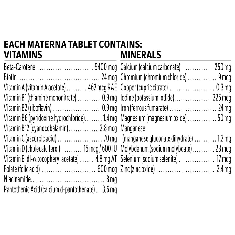 NESTLÉ Materna Prenatal Multivitamin with DHA Supplement | Folic Acid | 60 tablets + 60 DHA soft gels | 100 Percent RDA of Folic Acid
