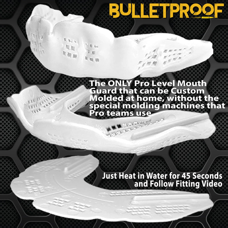 Bulletproof: World’s Thinnest Most Breathable Mouthguard is 3X Stronger! BJJ Lacrosse Football Basketball MMA Wrestling Hockey Rugby Boxing Men Sports Mouth Guard Grinding Teeth Adult Youth Braces Retro Blue Gray