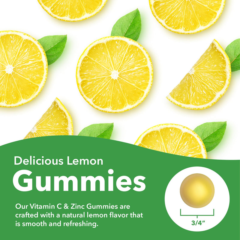 Sundance Vitamin C Gummies with Zinc for Adults | 36 Count | Lemon Flavor | Vegan, Non-GMO & Gluten Free Supplement