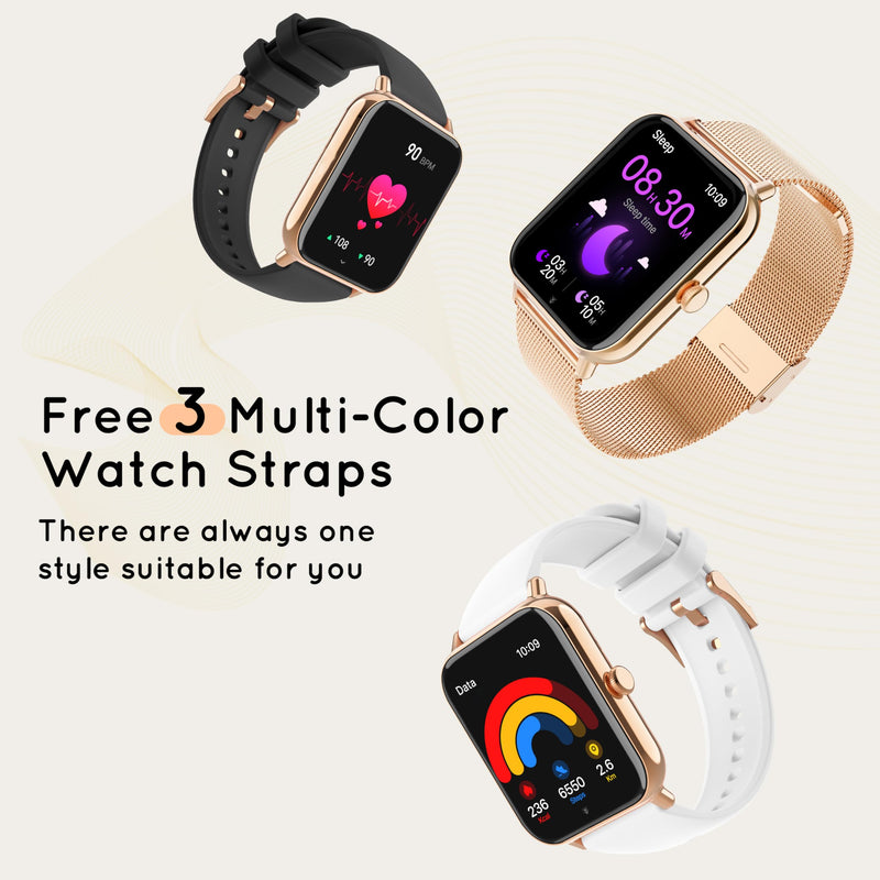 Smart Watch for Women Men 3 Bands (Answer/Make Calls) 1.85" HD Fitness Tracker Smartwatch for Android iPhone with Steps Tracking/Heart Rate/Sleep Monitor, 120+ Sports Modes IP68 Waterproof, Rose Gold