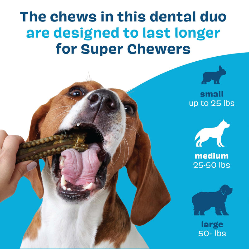 Bark Bright Durable Dog Dental Kit for Tough Chewers - 15 Chew Sticks & Toothpaste - Medium Breeds - PawsPlanet Australia