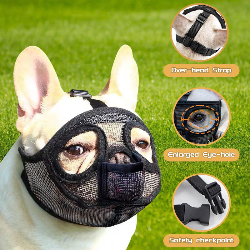 French Bulldog Muzzle, dellyy Mesh Dog Muzzle for French Bulldog, German Shepherd and Dogue de Bordeaux (Black, M) Black - BeesActive Australia
