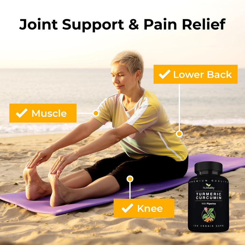 Turmeric Curcumin with Black Pepper Extract (Piperine) - 120 Veggie Tumeric Capsules - Premium 95% Standardized Curcuminoids - High Absorption & Potency - Joint Support Supplement