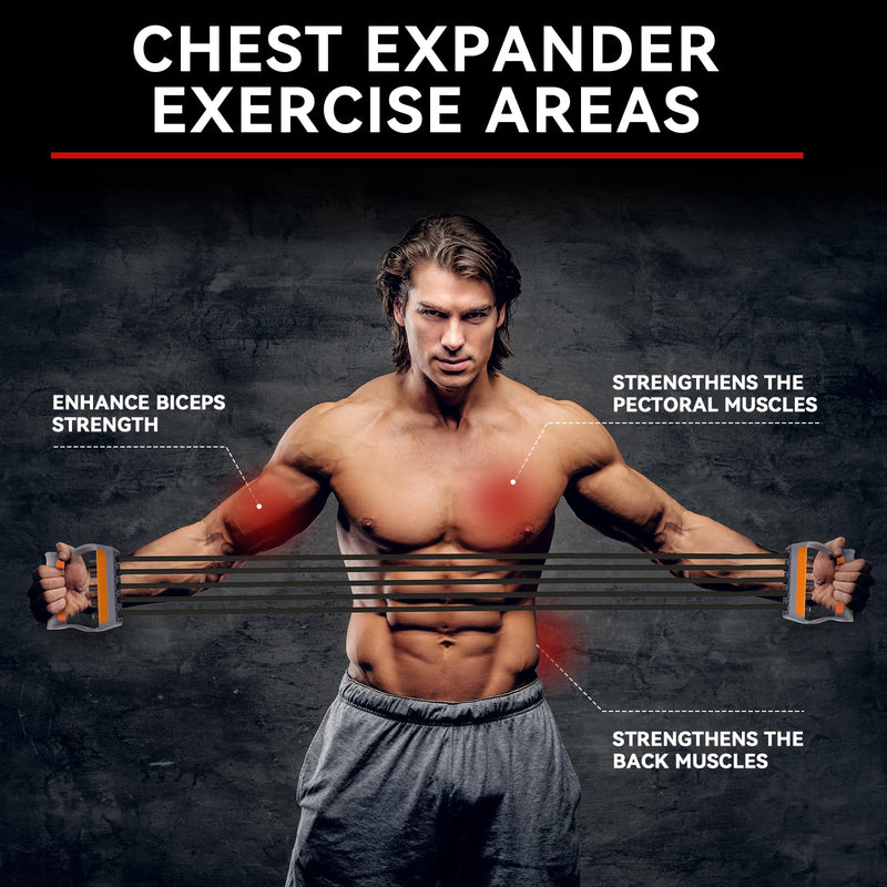 Chest Expander for Men Adjustable Forearm Strengthener with Removable Tubes Arm Trainer for Arm Chest Back Muscles Chest Upper Body Workout Equipment for Home Gym Fitness Muscle Training Exercise Black-120KG/265LB - BeesActive Australia