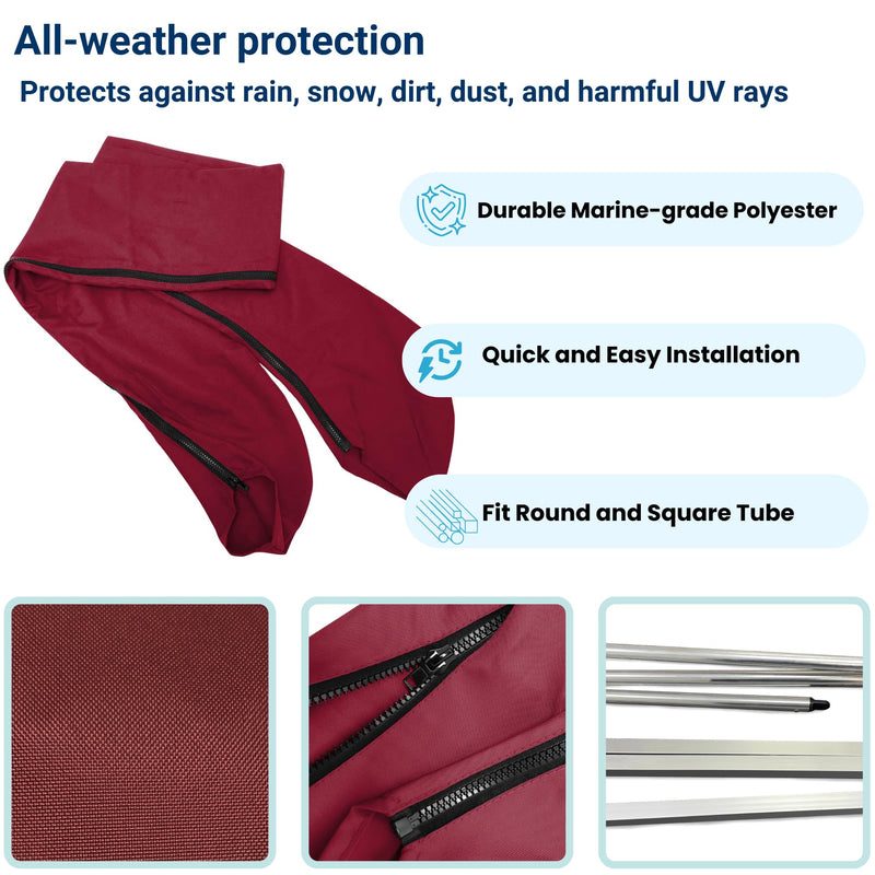Savvycraft Bimini Top Storage Boot for Wide Square Tube 96"-103" Width Burgundy Color, Waterproof UV Protection Bimini Top Boot Replacement Cover Fits Pontoon Square Tube Pontoon Square Frame 96"-103" W