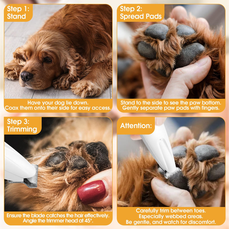Palksky Dog Paw Trimmer, Upgraded 18mm-Blade Electric Dog Clippers for Groomming with Led Display, Waterproof Pet Micro Precision Trimmer, Rechargeable Hair Shaver for Paws, Ears, Face, Rump and Eyes One Speed - BeesActive Australia