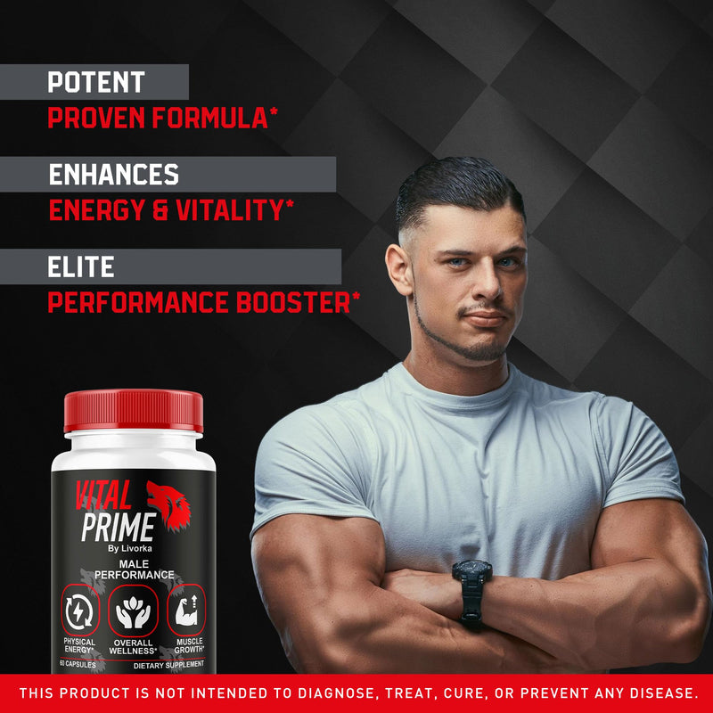 Vital Prime for Men, Advanced Formula, Dietary Supplement Support Capsules for 2 Months, Pack of 2