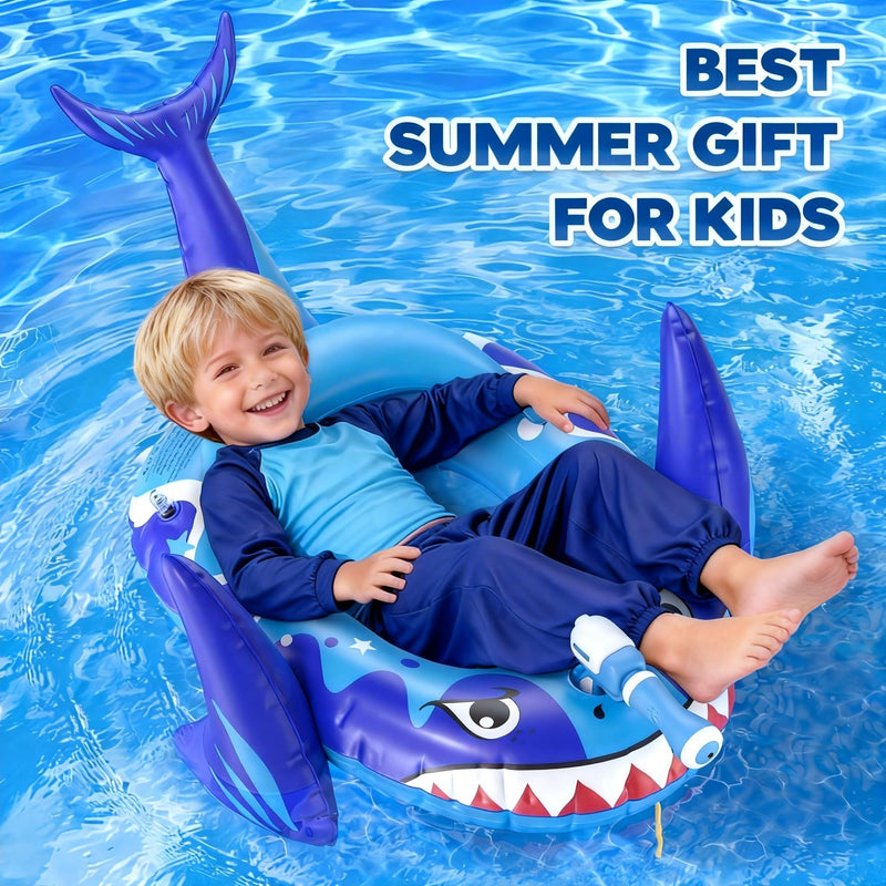 Kids Pool Floats with Water Gun, Shark Toddler Inflatable Pool Toys for Kids Age 3-8 Years Old, Summer Outdoor Water, Beach, Swimming Pool Toys Gift for Boys and Girls