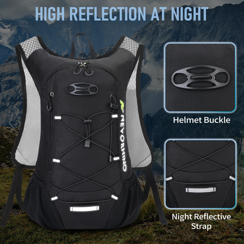 Lightweight Hydration Backpack, Running Backpack with 2L Water Bladder, Hydro Water Daypack for Cycling Hiking Rave for Men Women Black