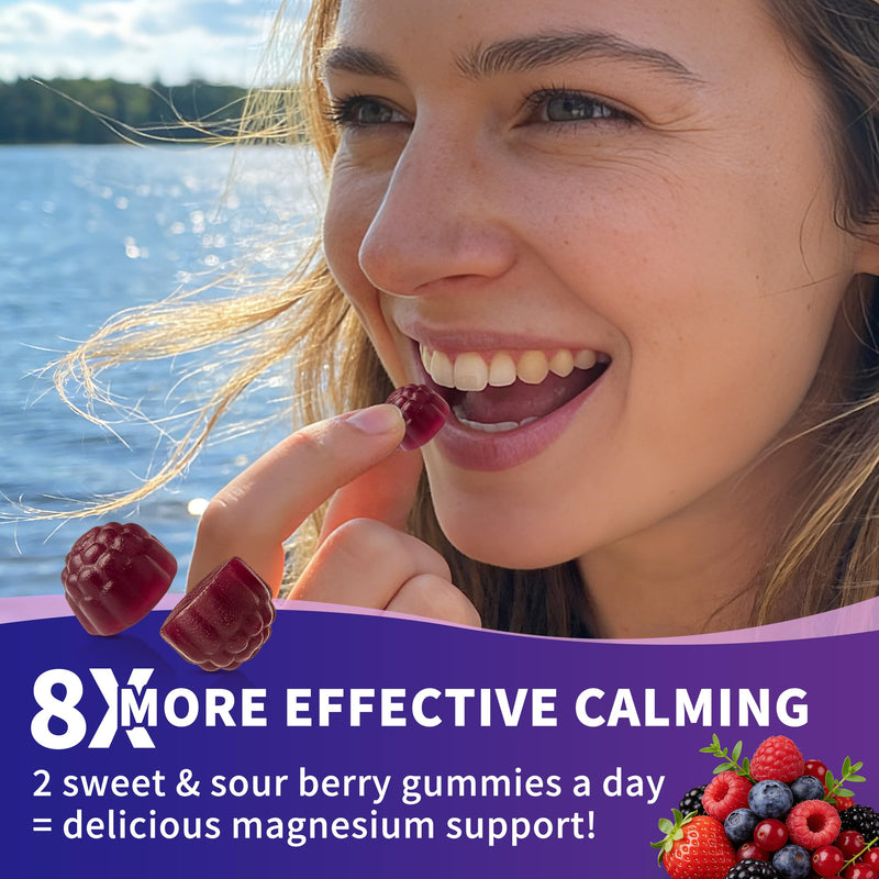2 Packs-Magnesium Complex Gummies for Women Men，16 in 1 Magnesium supplement Gummy with Bisglycinate Citrate Malate Taurate - Ashwagandha, L-Theanine for Relaxation, Sleep, Muscle&Heart Support, Berry 60 Count (Pack of 2)