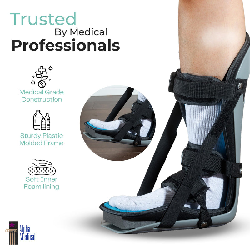 Plantar Fasciitis Adjustable Night Splint. Sleeping boot for foot stretching. P.F. Night Splint with wedge for dorsiflexion. Achilles tendonitis, Heel and Bone Spur, Tendon and Calf Stretching, Arch Pain Treatment. Fits Left & Right Foot. L4398 (Medium) - BeesActive Australia