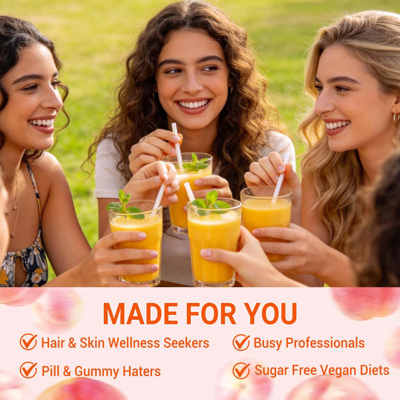 Liquid Multivitamin with 15+ Essential Nutrients | Hair Growth | Sugar-Free Multivitamin for Women & Men | Supports Hair, Skin & Nails Health | Mango Peach Flavor, 22 Servings
