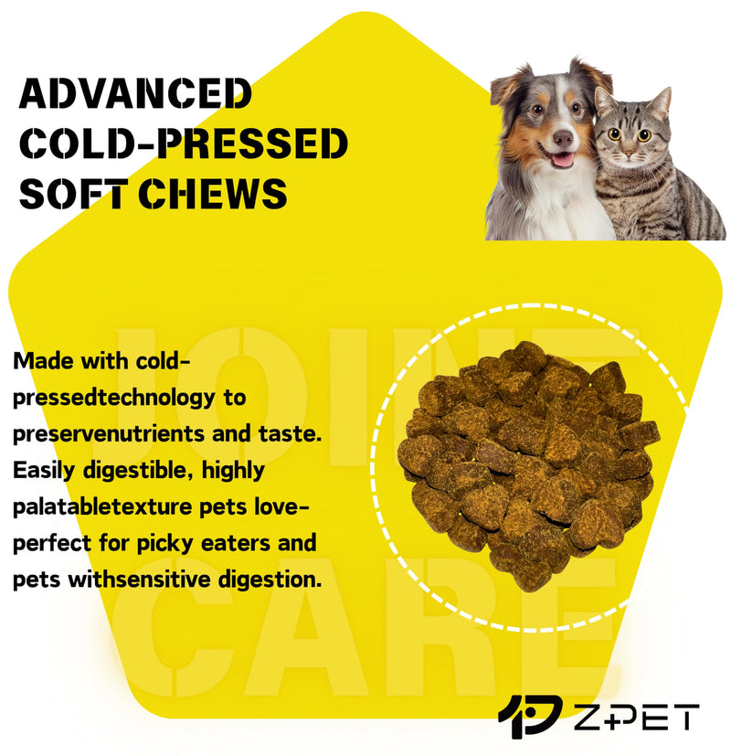 ZPET Hip & Joint Soft Chews for Dogs & Cats – Glucosamine, Chondroitin & MSM – Mobility & Flexibility Support – Cold-Pressed Pet Supplement, 150g Chicken & Fish+