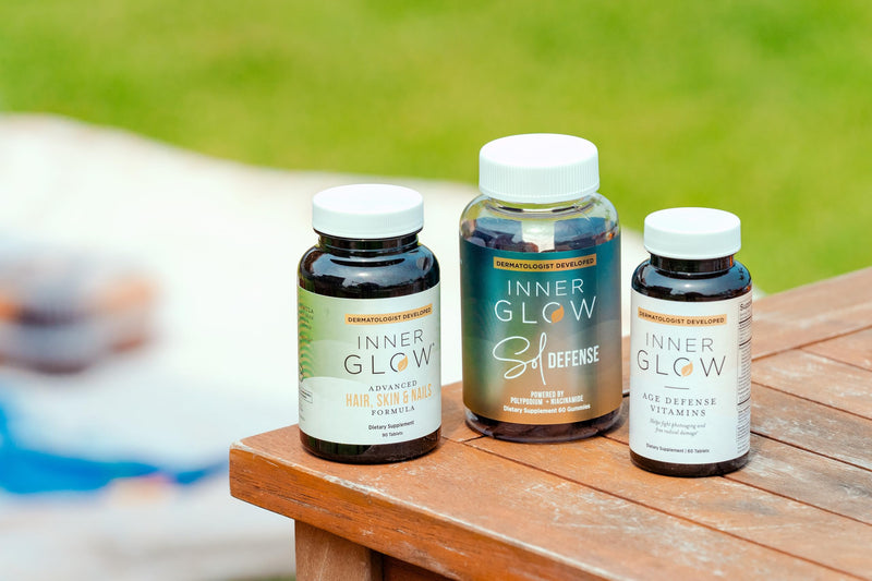 Inner Glow Age Defense Vitamins - Dual Doctor Developed, Antioxidant Skin Support, Polypodium Leucotomos Formula, Vegan, Gluten‑Free — 60 Capsules