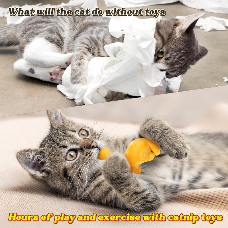 MALLMALL6 Catnip Toys for Cat - 5Pcs Dino Nuggets Cat Toys, Dinosaur Chicken Nugget Catmint Interactive Gift for Indoor Cats, Plush Golden Cat Supplies, Chew Cat Toy Set, Cute Pet Gifts for Cat Lover - BeesActive Australia
