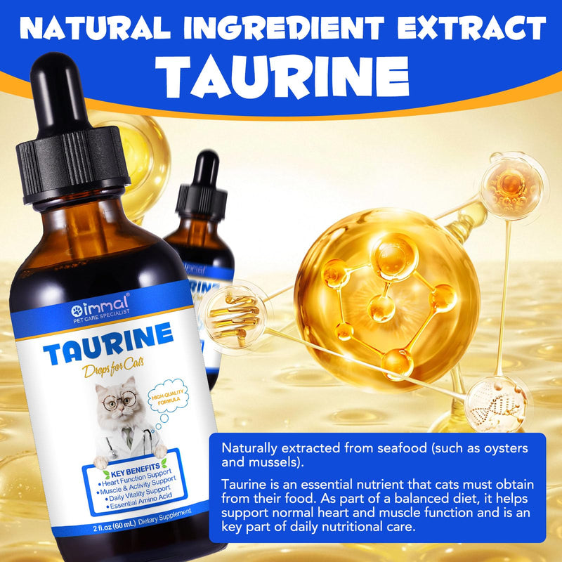 Taurine for Cats Drops - Liquid Aminos Supplement, Natural Cat Taurine Supplement, Support for Heart, Vision Health, Muscle & Activity Suitable for All Breeds & Ages 60ml