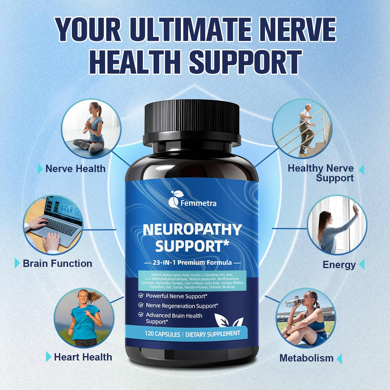 2 Packs Nerve & Peripheral Neuropathy Support 1200mg R-Alpha Lipoic Acid | R-ALA L-Carnitine Vitamin B12 B1 B6 D3 E Folate Lions Mane NAC Magnesium Turmeric - Liver Detox, Antioxidant & Mental Support 120 Count (Pack of 2)