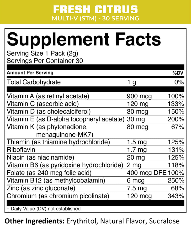 MTN OPS Multi-V STM On-the-Go Daily Multivitamin, 30 Servings | Straight-to-Mouth Multivitamin, Daily Vitamins, On-the-Go Nutrition, Travel Friendly Multi-Vitamins