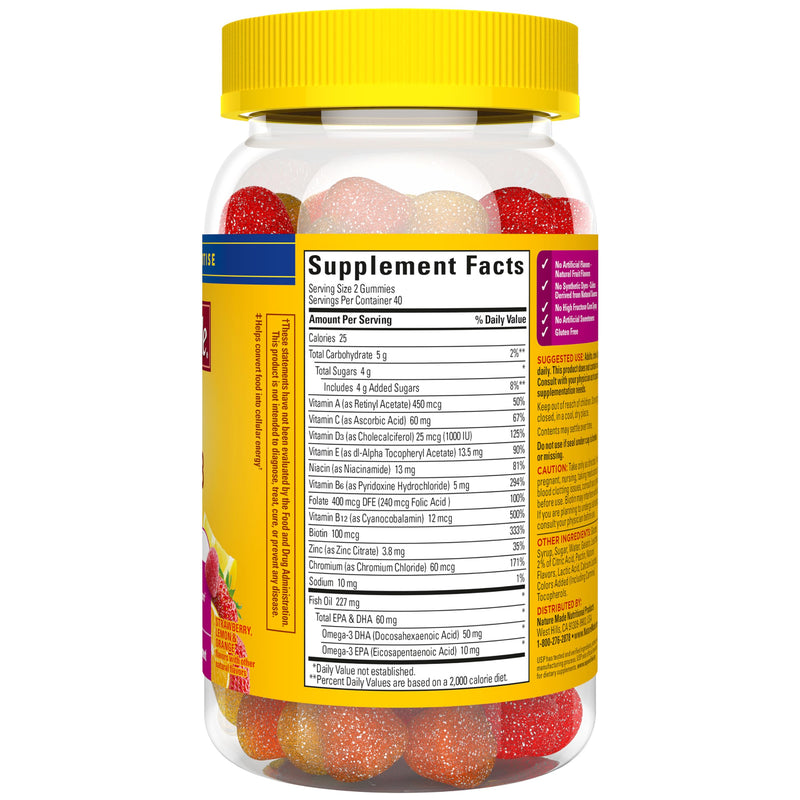 Nature Made Womens Gummy Multivitamins with Omega-3, 80 Gummies | Multivitamin for Women for Daily Nutritional Support, Strawberry, Lemon & Orange Flavors, 40 Day Supply 80 Count (Pack of 1)