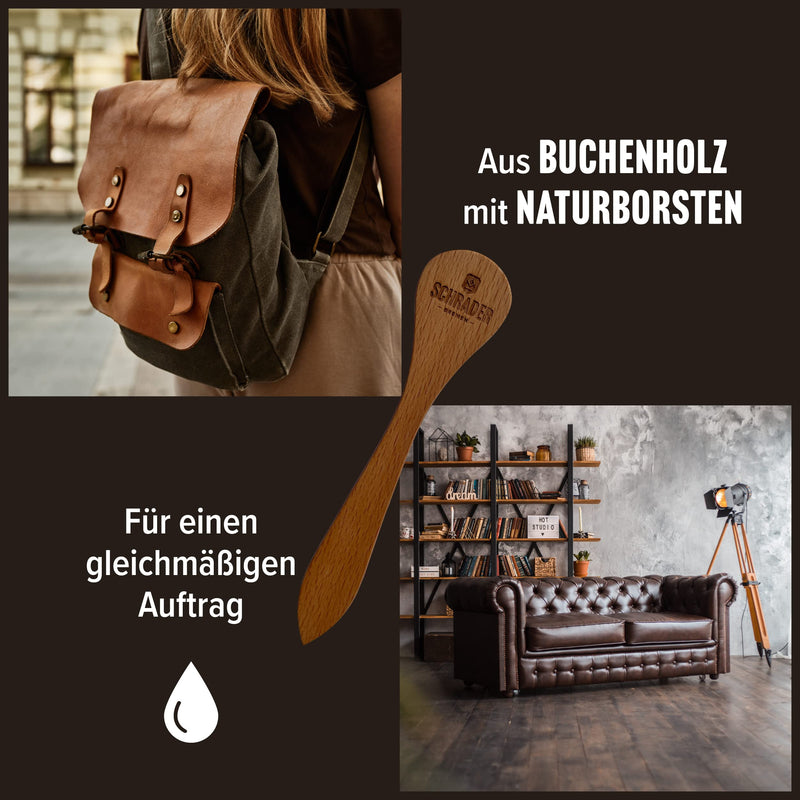 Schrader leather grease colorless - leather care for smooth leather, shoes, motorcycle clothing - impregnation agent with crucible brush - 2 parts - Made in Germany 1 + crucible brush - BeesActive Australia