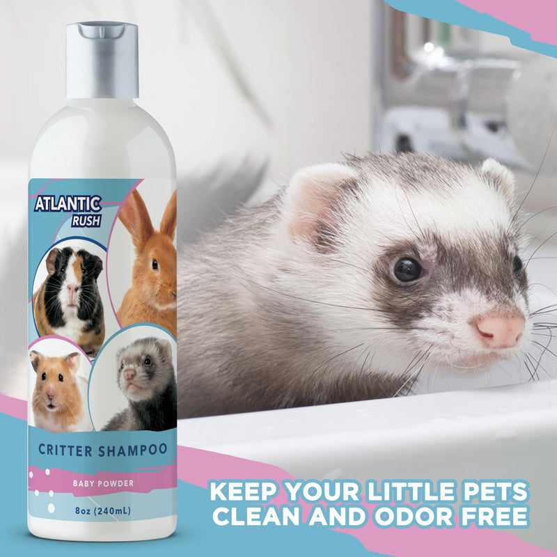 Critter Shampoo for Small Pets - 8oz Small Animal Baby Powder Scented Shampoo - Pet Shampoo for Small Critters Including Ferrets, Guinea Pigs, Rabbits, Hedgehogs, Hamsters & Sugar Gliders - PawsPlanet Australia