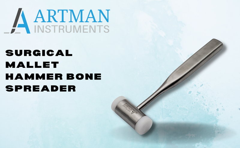 ARTMAN INSTRUMENTS Surgical Mallet - Implant Surgical Hammer with Teflon-Capped Ends, Ergonomic 6.5" Handle, Autoclavable for Sinus Lift, Osteotomes, and Bone Spreader