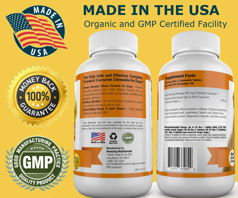 Probiotics for Dogs Digestive Health Turmeric Joint Support Bundle - Eliminates Joint Pain Inflammation, Incontinence, Gas and Diarrhea Soft Chews